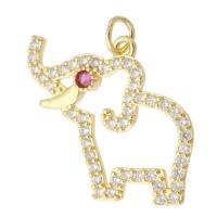 Messing hanger met micro-paved kubieke zirconia's, Olifant, gold plated, mode sieraden & DIY & micro pave zirconia & voor vrouw, gouden, 26x22x2.50mm, Gat:Ca 3mm, 10pC's/Lot, Verkocht door Lot