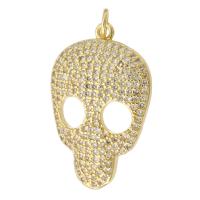 Messing hanger met micro-paved kubieke zirconia's, Schedel, gold plated, mode sieraden & DIY & micro pave zirconia & voor vrouw, gouden, 18.50x28x3.50mm, Gat:Ca 3mm, 10pC's/Lot, Verkocht door Lot