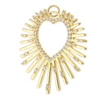 Messing hanger met micro-paved kubieke zirconia's, gold plated, mode sieraden & DIY & micro pave zirconia & voor vrouw, gouden, 31x35x2.50mm, Gat:Ca 3mm, 10pC's/Lot, Verkocht door Lot