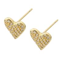 Cubic Zirconia Micro Pave Brass Earring gold color plated fashion jewelry & micro pave cubic zirconia & for woman golden Sold By Lot