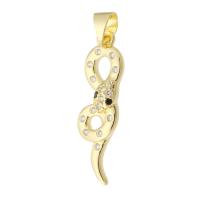 Cúbicos Circonia Colgante Latón Micro pavimenta, metal, Serpiente, chapado en color dorado, Joyería & micro arcilla de zirconia cúbica & para mujer, dorado, 10x26.50x4mm, agujero:aproximado 3mm, 10PCs/Grupo, Vendido por Grupo