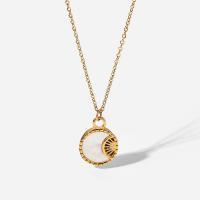 Colar de jóias de aço inoxidável, Aço inoxidável 304, with concha, with 5cm extender chain, para mulher, dourado, 19mm, comprimento Aprox 40.5 cm, vendido por PC