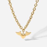 Stainless Steel Jewelry Necklace 304 Stainless Steel with 64mm extender chain Angel Wing Vacuum Ion Plating for woman golden 39.41mm Length Approx 425 mm Sold By PC