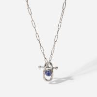 Collier de bijoux en acier inoxydable, Acier inoxydable 304, avec sodalite, avec 5.5cm chaînes de rallonge, pour femme & creux, bleu, 2.46x2.58mm, Longueur Environ 45 cm, Vendu par PC