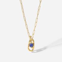 Collier de bijoux en acier inoxydable, Acier inoxydable 304, avec sodalite, avec 5.5cm chaînes de rallonge, pour femme & creux, doré, 2.58mm, Longueur Environ 45 cm, Vendu par PC