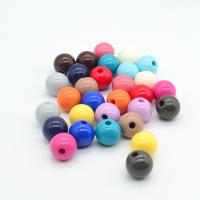 固体カラー・アクリル・ビーズ, アクリル, ラウンド形, DIY & ハーフドリルホール, 無色, 14mm, 売り手 パソコン