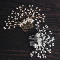 Decorative Hair Combs Brass with Plastic Pearl handmade fashion jewelry & for woman nickel lead & cadmium free Sold By PC