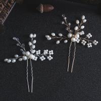 Hair Stick Brass with Crystal & Plastic Pearl fashion jewelry & for woman nickel lead & cadmium free Sold By PC