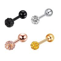 Rozsdamentes acél Ear Piercing ékszerek, Titanium Steel, divat ékszerek & strasszos, több színt a választás, 1.20x6x3mm, Által értékesített PC