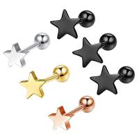 Cruach dhosmálta Cluas Piercing Jewelry, 304 Cruach dhosmálta, Star, jewelry faisin & unisex, dathanna níos mó le haghaidh rogha, 1.20x6x3mm, Díolta De réir PC