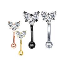 Gioielleria da Piercing orecchio in acciaio inox, 304 acciaio inox, gioielli di moda & unisex & Micro spianare cubic zirconia, nessuno, 1.20x8x3mm, Venduto da PC