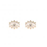 Cubic Zirconia Micro Pave Brass Earring Eye gold color plated micro pave cubic zirconia & for woman & enamel Sold By Pair