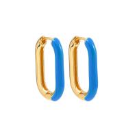 Zinc Alloy Huggie Hoop Earring, gold plated, voor vrouw & glazuur, meer kleuren voor de keuze, 25x20mm, Verkocht door pair