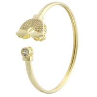 Messing Manchet Bangle, gold plated, Verstelbare & mode sieraden & micro pave zirconia & voor vrouw, gouden, 61x55mm, 5pC's/Lot, Verkocht door Lot