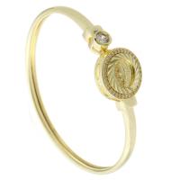 Messing Bangle, Ronde, gold plated, Verstelbare & mode sieraden & micro pave zirconia & voor vrouw, gouden, 61x54mm, 5pC's/Lot, Verkocht door Lot