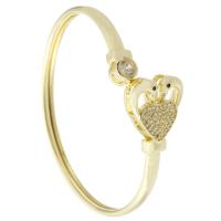 Messing Bangle, Hart, gold plated, Verstelbare & mode sieraden & micro pave zirconia & voor vrouw, gouden, 61x54mm, 10pC's/Lot, Verkocht door Lot