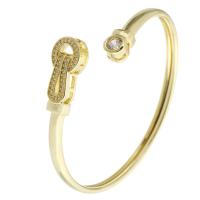 Messing Manchet Bangle, gold plated, Verstelbare & mode sieraden & micro pave zirconia & voor vrouw, gouden, 60x56mm, 5pC's/Lot, Verkocht door Lot