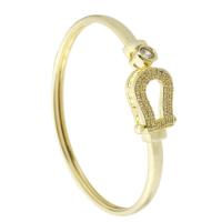 Messing Bangle, gold plated, Verstelbare & mode sieraden & micro pave zirconia & voor vrouw, gouden, 60x56mm, 5pC's/Lot, Verkocht door Lot