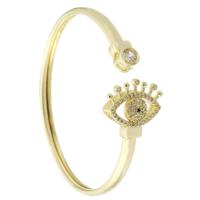 Messing Manchet Bangle, gold plated, Verstelbare & mode sieraden & micro pave zirconia & voor vrouw, gouden, 60x54mm, 5pC's/Lot, Verkocht door Lot