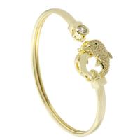 Messing Bangle, gold plated, Verstelbare & mode sieraden & micro pave zirconia & voor vrouw, gouden, 62x54mm, 5pC's/Lot, Verkocht door Lot