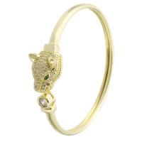 Messing Bangle, gold plated, Verstelbare & mode sieraden & micro pave zirconia & voor vrouw, gouden, 60x54mm, 5pC's/Lot, Verkocht door Lot