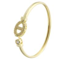 Messing Manchet Bangle, gold plated, Verstelbare & mode sieraden & micro pave zirconia & voor vrouw, gouden, 63x57mm, 5pC's/Lot, Verkocht door Lot