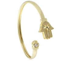 Brass Cuff Bangle gold color plated Adjustable & fashion jewelry & micro pave cubic zirconia & for woman golden Sold By Lot