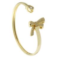 Messing Manchet Bangle, Strik, gold plated, Verstelbare & mode sieraden & micro pave zirconia & voor vrouw, gouden, 61x53mm, 5pC's/Lot, Verkocht door Lot