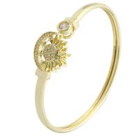 Messing Bangle, gold plated, Verstelbare & mode sieraden & micro pave zirconia & voor vrouw, gouden, 62x53mm, 5pC's/Lot, Verkocht door Lot