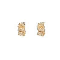 Brass Stud Earring gold color plated & for woman Sold By Pair