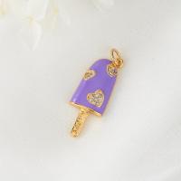 Cubic Zirconia Micro Pave Brass Pendant gold color plated micro pave cubic zirconia & enamel Sold By PC