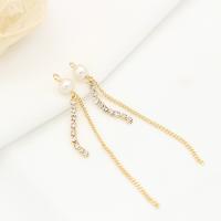 Messing hanger met micro-paved kubieke zirconia's, met Plastic Pearl, gold plated, micro pave zirconia, 67.50mm, Verkocht door PC