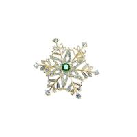 Cubic Zirconia Broche, metal, Copo de Nieve, chapado en color dorado, micro arcilla de zirconia cúbica & para mujer & hueco, libre de níquel, plomo & cadmio, 36x36mm, 10PCs/Grupo, Vendido por Grupo