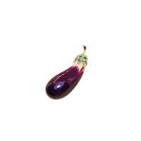 Glazuur broche, Messing, Aubergine, gold plated, voor vrouw, nikkel, lood en cadmium vrij, 9x22mm, 10pC's/Lot, Verkocht door Lot