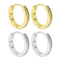 Orecchini cerchietti Hoop ottone, Ciambella, dissolvenza e mai di alta qualità placcato, Micro spianare cubic zirconia & per la donna, nessuno, 3x15x15.50mm, Venduto da coppia