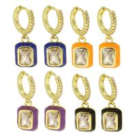 Huggie hoepel Drop Earrings, Messing, hoge kwaliteit gold plated, micro pave zirconia & voor vrouw & glazuur, meer kleuren voor de keuze, 26mm, Verkocht door pair