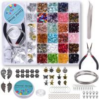 Natuursteen Sieraden maken tool set, met Plastic Box, DIY, gemengde kleuren, 235.50x190x18mm, Verkocht door box