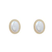 Lo zinco in lega Stud Earring, lega in zinco, with Perle di plastica ABS, placcato oro vero, gioielli di moda & per la donna, dorato, 25x20mm, Venduto da coppia