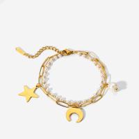 Bijoux bracelet en acier inoxydable, Acier inoxydable 304, avec 4.5cm chaînes de rallonge, pour femme, doré, 1.5cm,1cm, Longueur Environ 17 cm, Vendu par PC