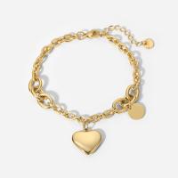 Bijoux bracelet en acier inoxydable, Acier inoxydable 304, avec 37mm chaînes de rallonge, coeur, pour femme, doré, 15.84mm, Longueur Environ 170 mm, Vendu par PC