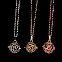 Flytande Locket Necklace, Mässing, Rund, plated, för kvinna & ihålig, fler färger för val, nickel, bly och kadmium gratis, 20-30mm, Längd Ca 38 cm, Säljs av PC