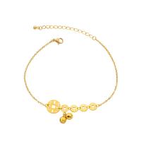 Anklet de acero inoxidable, Partículas de acero, con 5cm extender cadena, para mujer, dorado, 12mm,7mm, longitud aproximado 20 cm, Vendido por UD