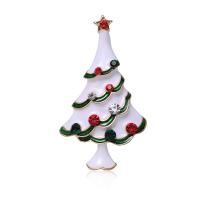 Broches de Navidad, aleación de zinc, Árbol de Navidad, chapado en color dorado, Joyería & para mujer & esmalte & con diamantes de imitación, Blanco, libre de níquel, plomo & cadmio, 25x46mm, Vendido por UD