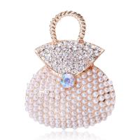 Strass Broche, Zinc Alloy, met Plastic Pearl, Handtas, plated, mode sieraden & voor vrouw & met strass, meer kleuren voor de keuze, nikkel, lood en cadmium vrij, 42x55mm, Verkocht door PC