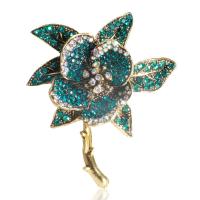 Rhinestone Broche, Zinc Alloy, Flower, guldfarve belagt, Vintage & for kvinde & med rhinestone, flere farver til valg, nikkel, bly & cadmium fri, 64x54.50mm, Solgt af PC