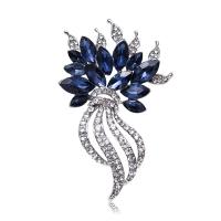 Strass Broche, Zinc Alloy, met Kristal, plated, mode sieraden & voor vrouw & met strass, meer kleuren voor de keuze, nikkel, lood en cadmium vrij, 38x60mm, Verkocht door PC