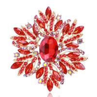 Rhinestone Brooch Zinc Alloy Flower plated fashion jewelry & for woman & with rhinestone nickel lead & cadmium free Sold By PC