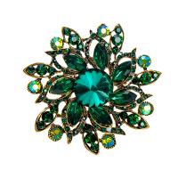 Rhinestone Broche, Zinc Alloy, Flower, antik guld farve forgyldt, mode smykker & for kvinde & med rhinestone, flere farver til valg, nikkel, bly & cadmium fri, 72x69mm, Solgt af PC