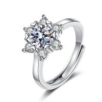 Kubisk Circonia Micro bane messing Ring, Flower, platin farve forgyldt, Justerbar & Micro Pave cubic zirconia & for kvinde, Solgt af PC