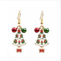 Pendientes de Navidad, aleación de zinc, chapado en oro KC, Diseño de Navidad & Joyería & diferentes estilos para la opción & para mujer & esmalte, libre de níquel, plomo & cadmio, 35mm, Vendido por Par